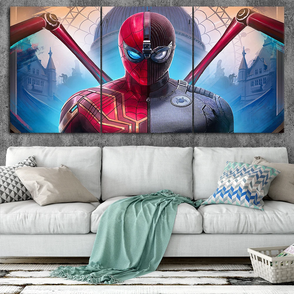 Spider-Man: Far From Home art Canvas Posters Decor Wall Art Framework 3 Pieces Paintings For Living Room HD Prints Pictures | Дом и сад