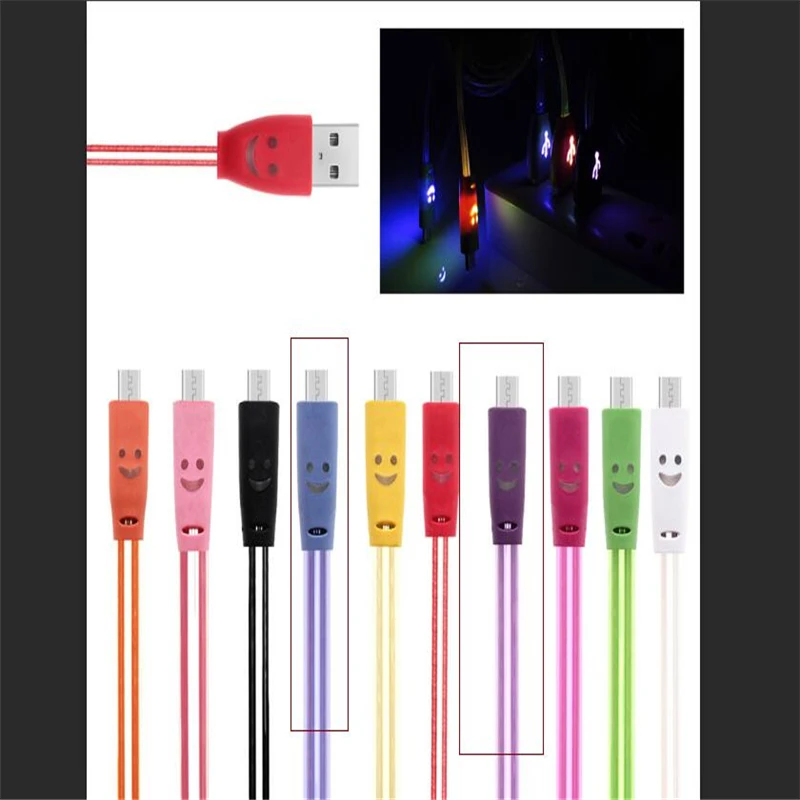 1 м микро USB кабель для телефона цветной градиентный светодиодный USB 2,0 микро USB кабель для зарядки данных для Android смарт-телефонов Кабели# YL5