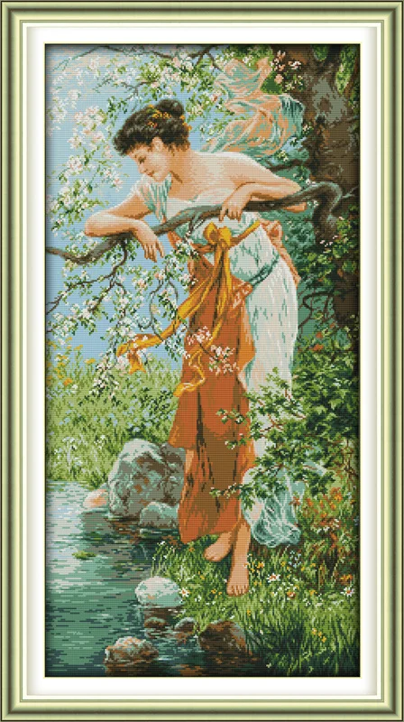 Очаровательное весеннее полотно с принтом DMC подсчитанные китайские наборы для