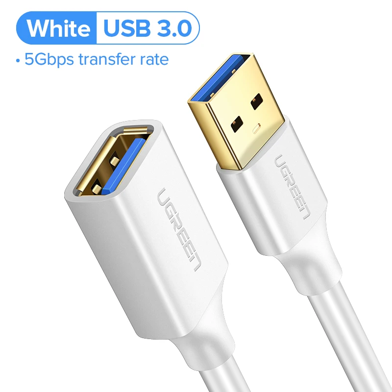 Ugreen USB кабель-удлинитель USB 3,0 кабель для Smart tv PS4 Xbox One SSD USB3.0 2,0 для удлинителя кабеля передачи данных мини USB кабель-удлинитель - Цвет: USB 3.0 - White