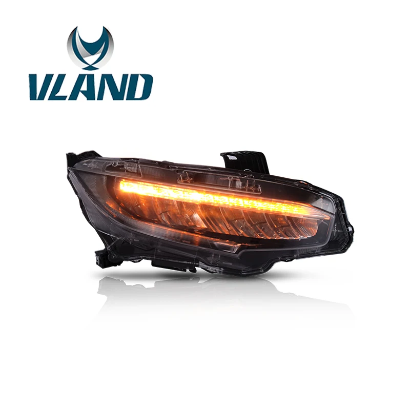 VLAND для Honda Civic полный светодиодный фар 2014 2015 2016 2017 с последовательным индикатор +