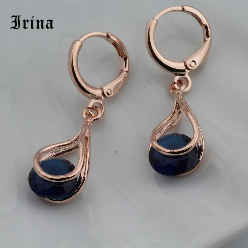 Irina, хит, женские серьги-капли из гипоаллергенного сплава, с 585, розовое золото, Роскошные, для помолвки, висячие, циркониевые серьги для женщин, ювелирные изделия