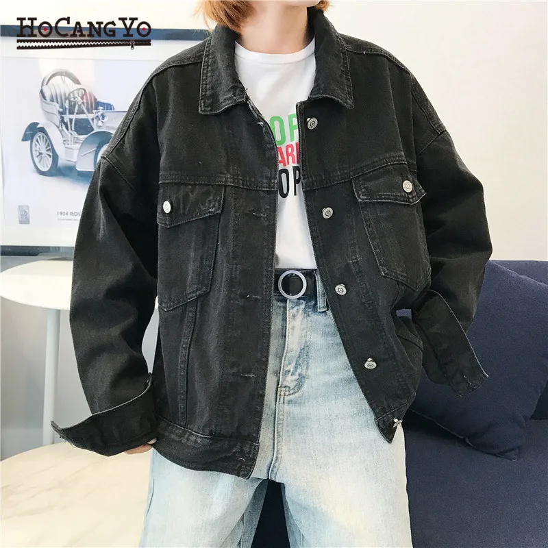 Fashion Women Jean Coats and Jackets Loose Casual Denim Jacket Vintage Streatwear BF Style Jeans Coat Black Color | Женская одежда