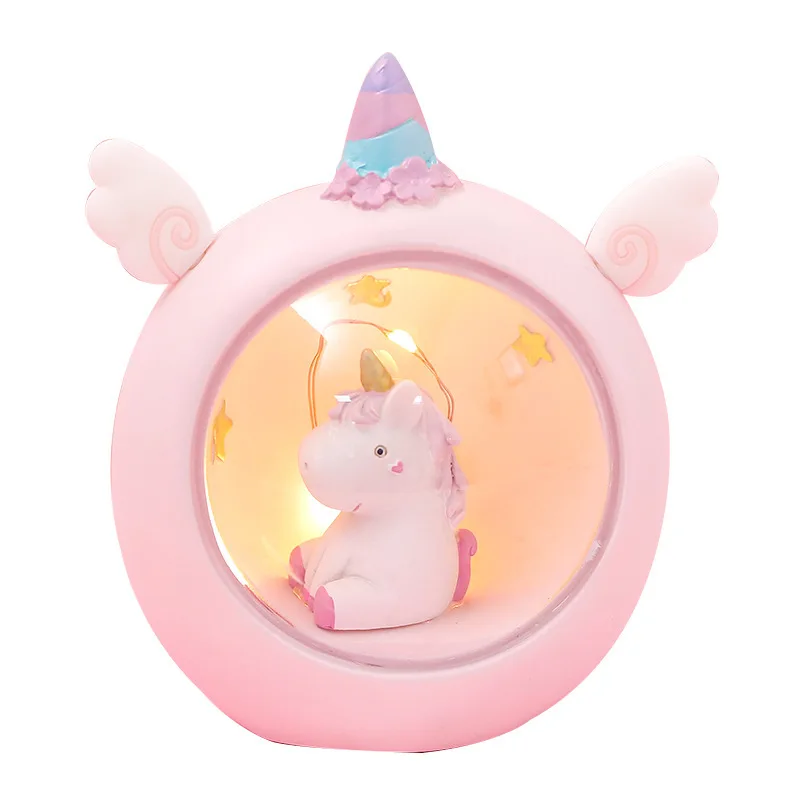 Мультфильм Розовый Единорог звезда огни украшения ремесла фигурки Творческий