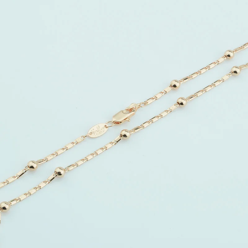 Модная бижутерия 2 мм для женщин и девушек ожерелье из бусин золотого цвета с