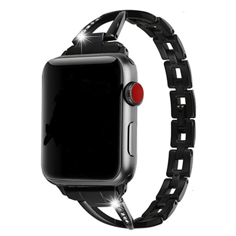 Женский ремешок для часов Apple Watch 38 мм 42 40 44 бриллиантовый из нержавеющей стали iwatch