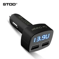 double port car charger adapter dual 2 usb 3 1a led display voltage temperature for iphone 6 7 plus samsung realme redmi charge