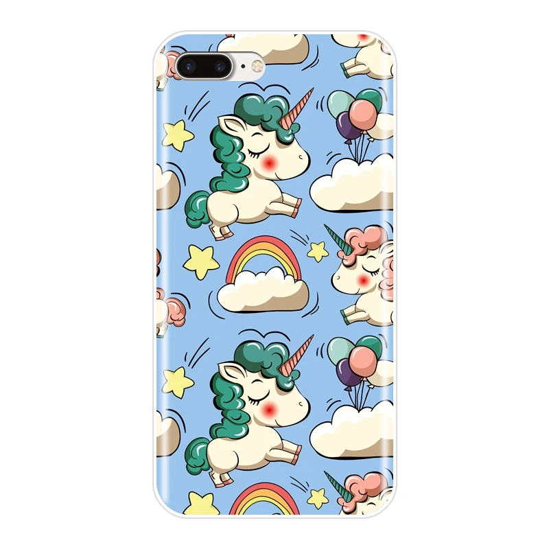 Силиконовый чехол для Apple iPhone 6 S 7 8 X XR XS Max мягкий из ТПУ с милым единорогом Plus