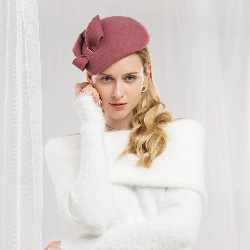 Lady Fedoras Wool Hat Girls Winter New Wool Hat Fashion Woolen Fedoras Cap Joker Fall  Winter English Adjust Hat A07