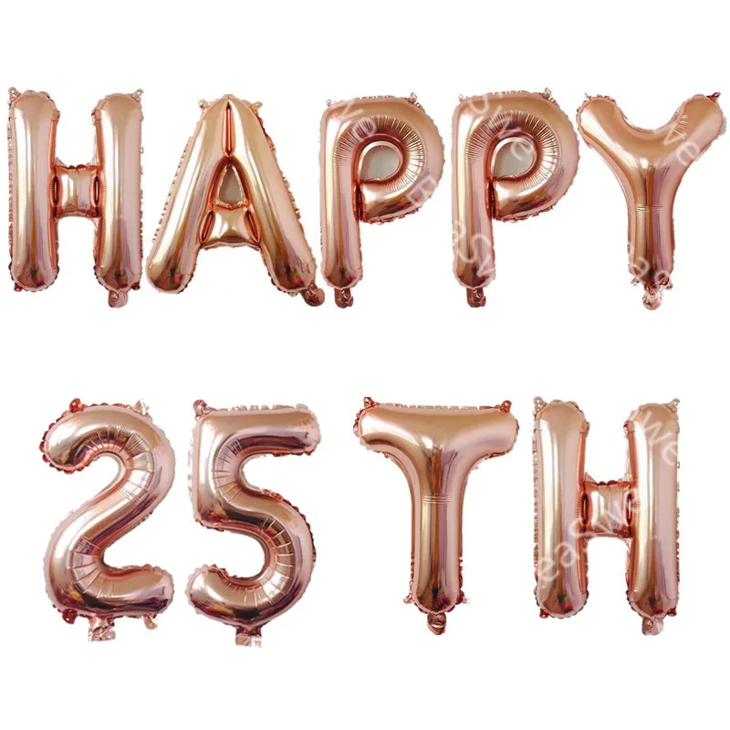 9 шт./лот розового золота с днем 21th 25th 30th 40th 50th номер воздушный шарик из фольги в