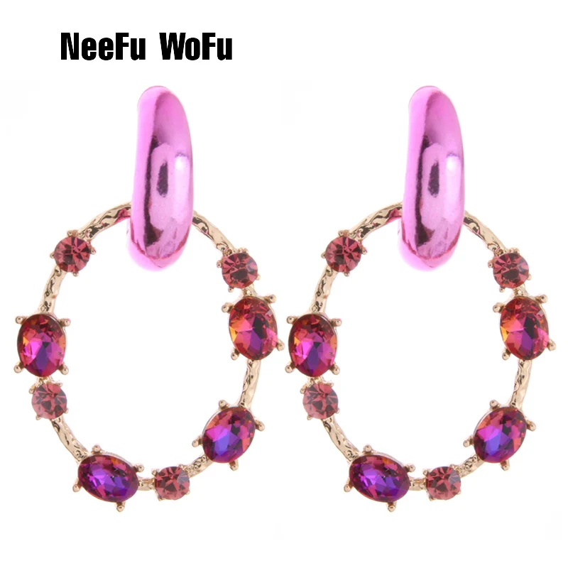 Овальные серьги подвески NeeFu WoFu из цинкового сплава брендовые большие со