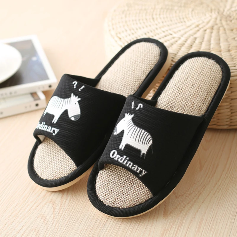 Летние льняные тапочки для мужчин домашняя обувь скользкие толстые Хлопковое