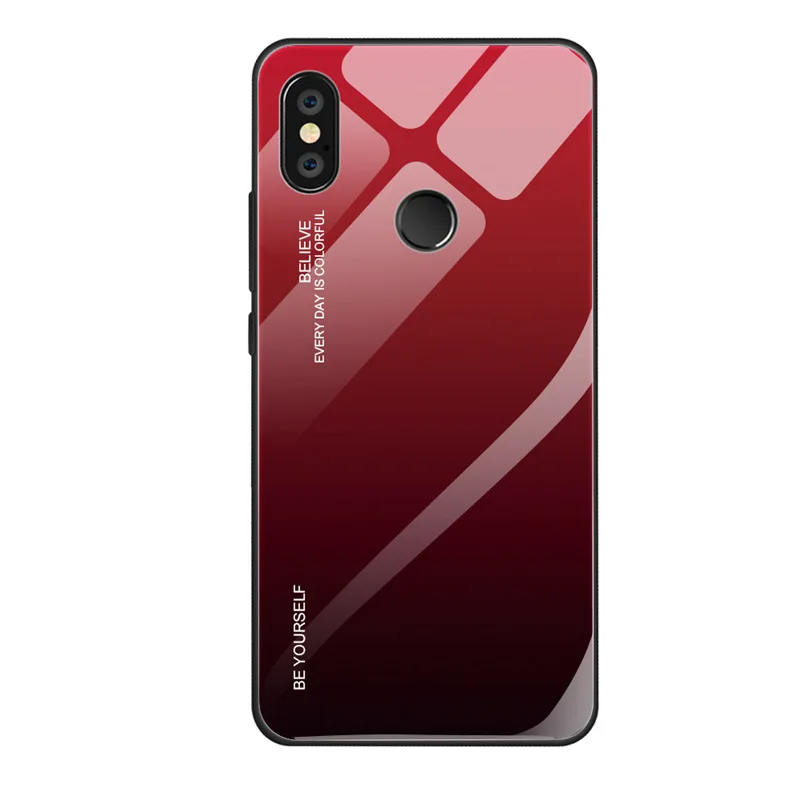 Red and Black Стеклянный чехол для Xiaomi Redmi Note 7 6 5 Pro Gradient Цвет Закаленное стекло Чехол для Xiaomi Mi 9 se 8 A2 Lite A1 6a Max 3 Mix Xaomi Funda Capa - Цвет: Red and Black