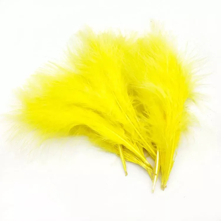 Yellow 50 шт. перья индейки 4-6 дюймов 10-15 см куриные Шлейфы перья индейки Марабу для карнавала Хэллоуин Рождество DIY Ремесло Декор - Цвет: Yellow