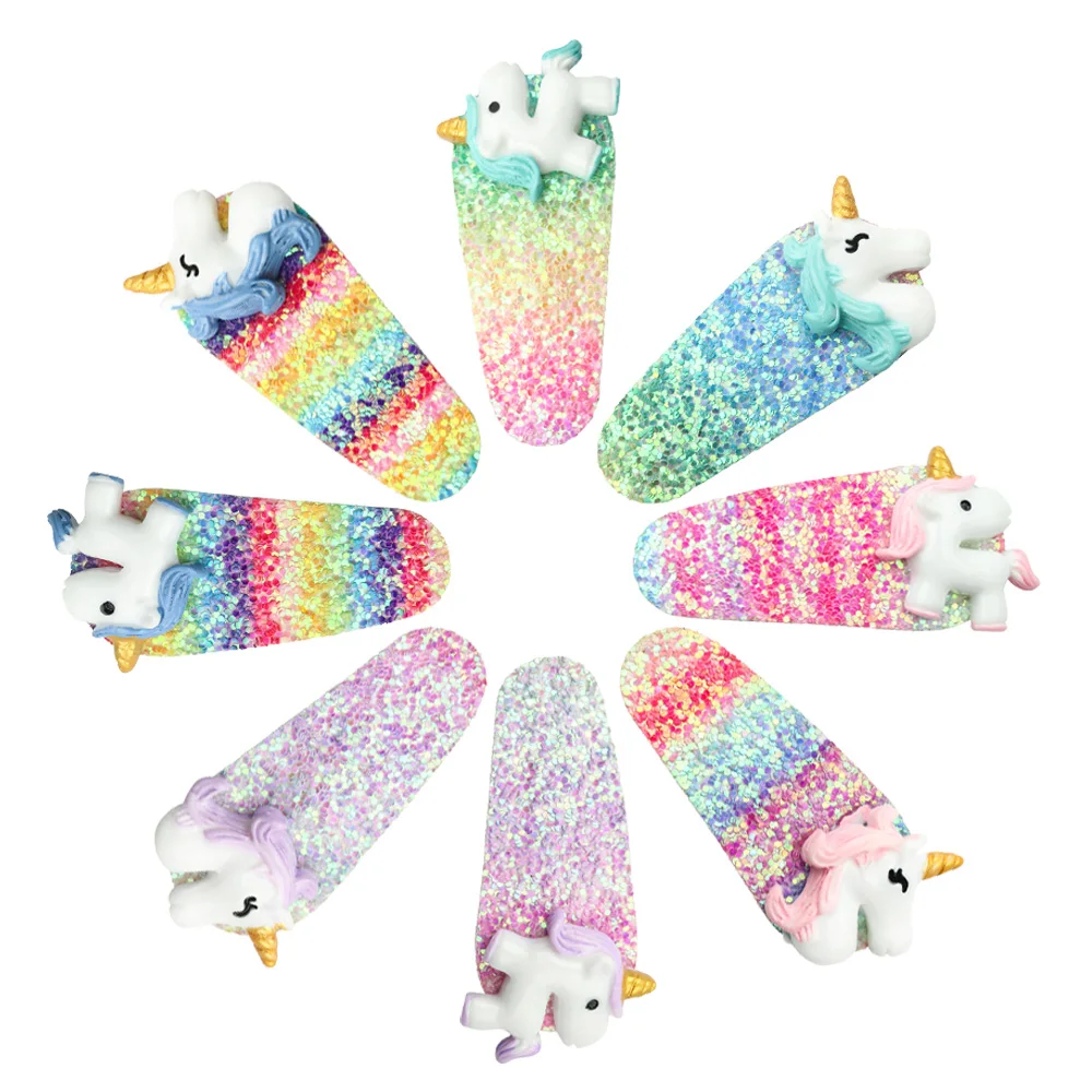 

IBOWS Hair Accessories 2'' Glitter Kid Hair Clip DIY Handmade Hair Clips For Girls Multi-Color Sweet Barrette Hair Pins Headwear