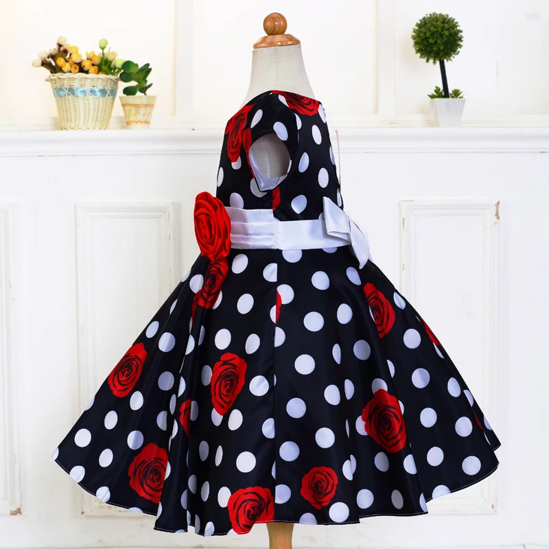 Розничная 2017 Новых Прибытие Лето Девочка Платье Печати И Точка Милые Девушки