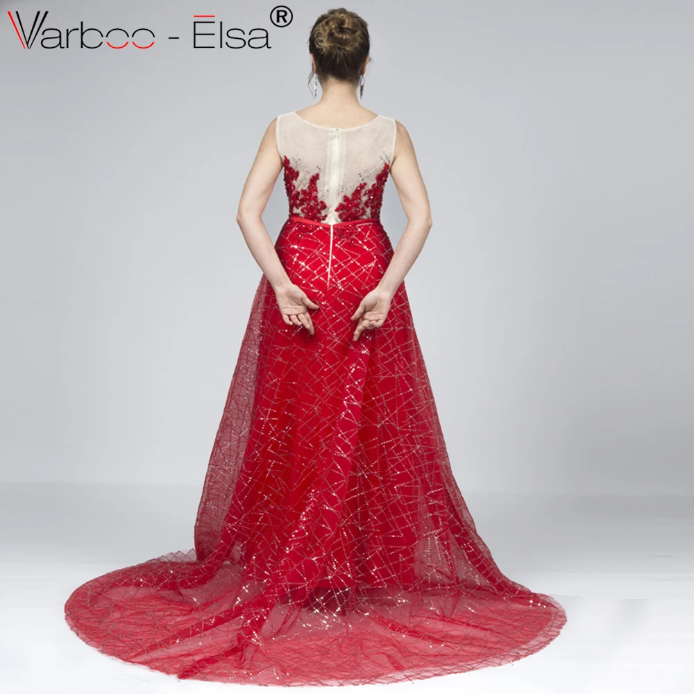 VARBOO_ELSA In Stock Evening Dress Shiny Sequined Red Long Prom Applique Special Occasion Party Gown vestido de festa 2018 | Свадьбы и