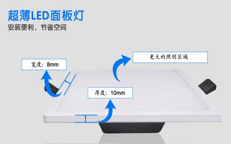 Встроенный квадратный потолочный светильник AC85-265V ультратонкий встроенный 8 Вт 16