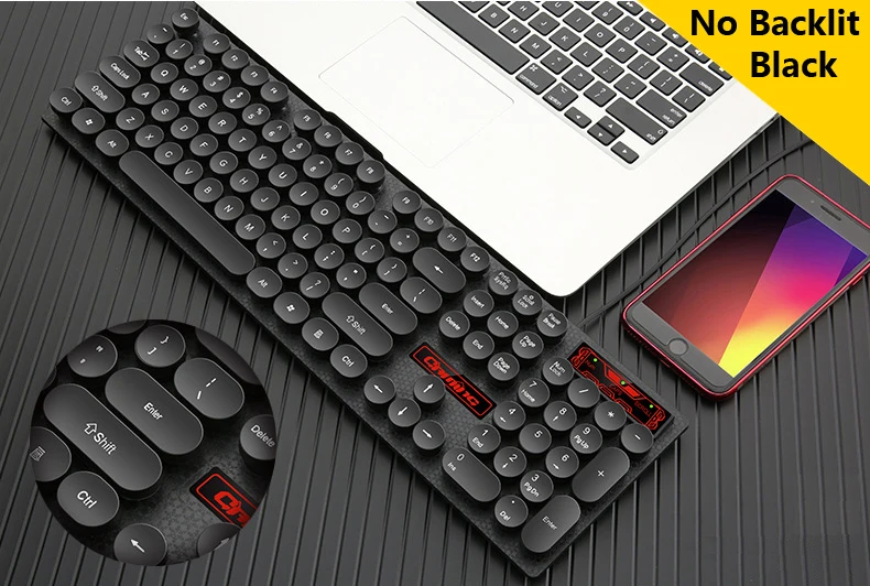 Ретро стимпанк игровая клавиатура для настольного компьютера ПК Mac компьютера USB Проводная эргономичная клавиатура светодиодный круглый колпачок с подсветкой