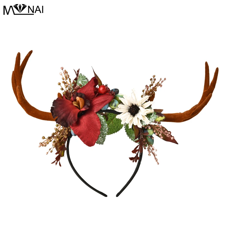 

Reindeer Antlers Headband Christmas & Easter Party Women Girls Kid Christmas Deer Horn Costume Ear Floral Party Hairband