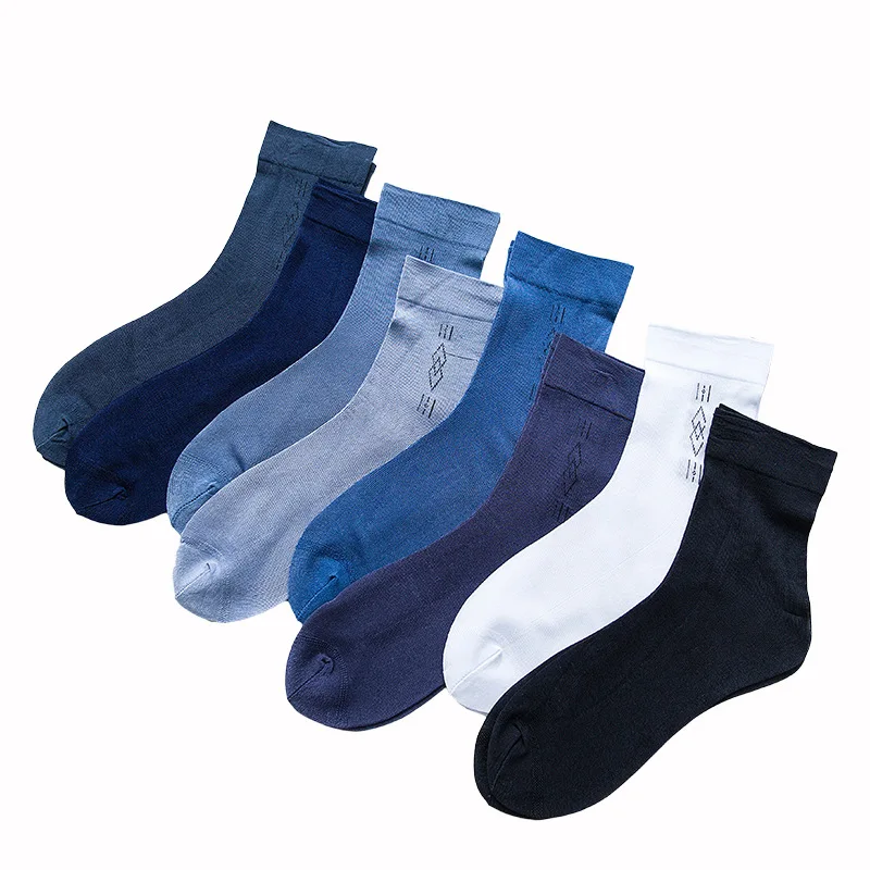 5 Pairs Random Jeseca, 5 пар/партия, высокое качество, повседневные, деловые, мужские носки, хлопок, круглый носок, одноцветные, лето, Осень, дышащие, мужские носки, подарки - Цвет: 5 Pairs Random