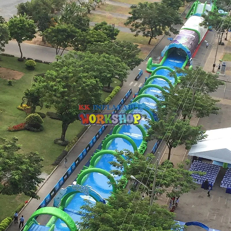 Goedkoop Extra Lange Opblaasbare Water Slide Gemeenschap Tuin Stad Vierkante Water Park
