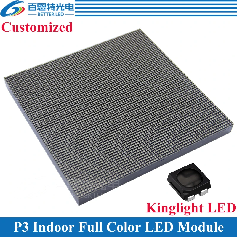

100 шт./лот Kinglight черный LED P3 RGB 1/32 сканирование Крытый полноцветный светодиодный дисплей модуль 192*192 мм 64*64 пикселей