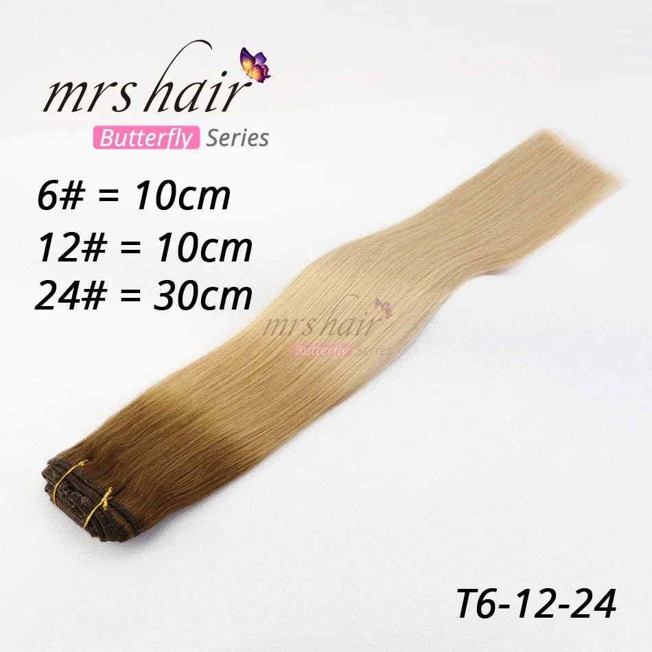 MRS HAIR, Омбре, человеческие волосы для наращивания на заколках, волосы для наращивания, блонд, натуральные волосы remy на заколках, прямые волосы на заколках