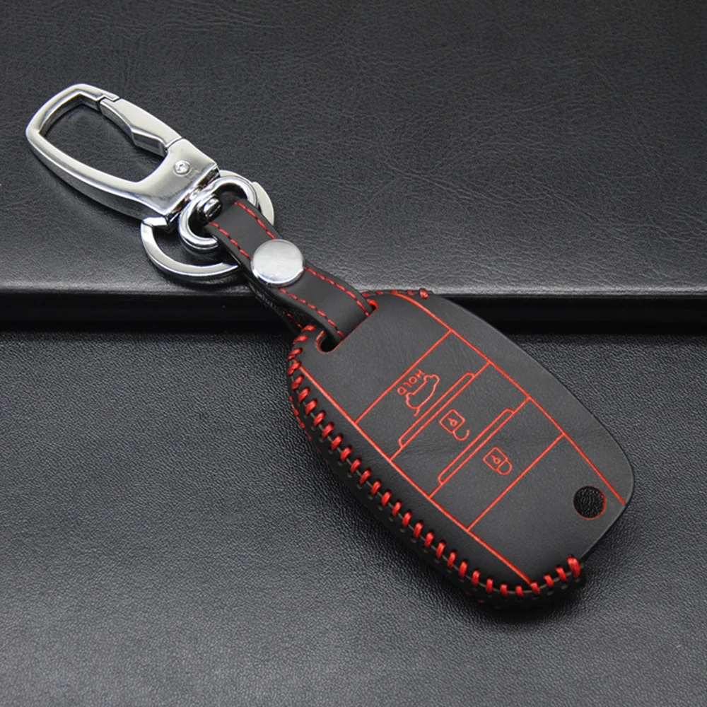 Кожаный чехол для автомобильного ключа OkeyTech ключей Kia Rio QL Sportage Ceed Cerato Sorento K2 K3 K4 K5