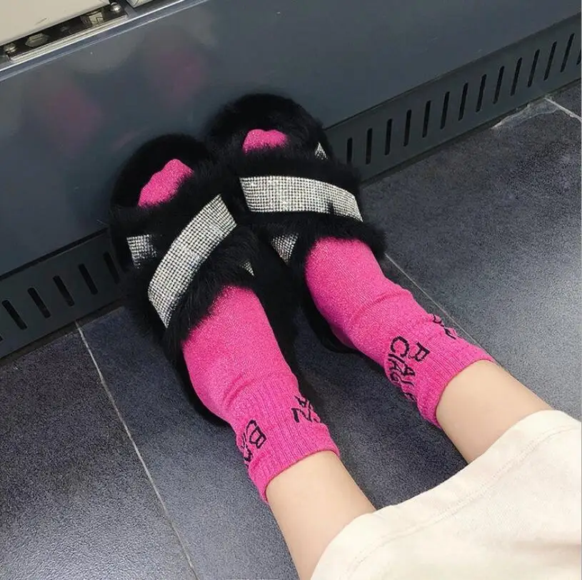 Дешевая цена сезон осень зима женские меховые теплые тапочки с перекрестными