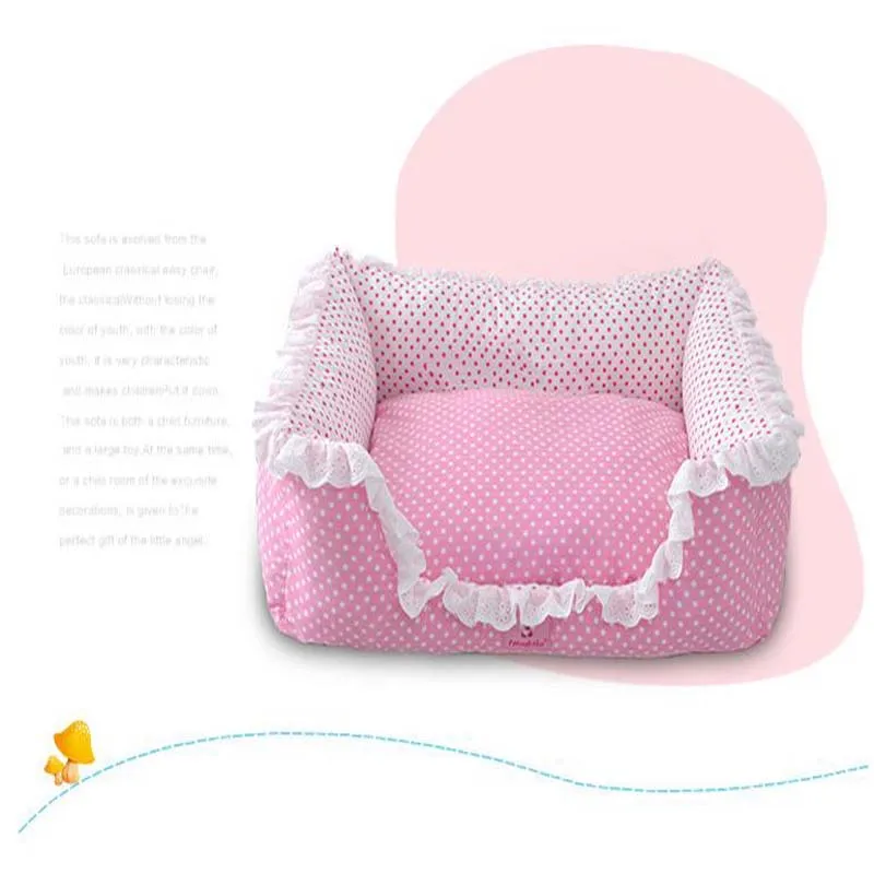 Элегантный розовый/синий горошек для питомцев щенков принцесс кровать собак
