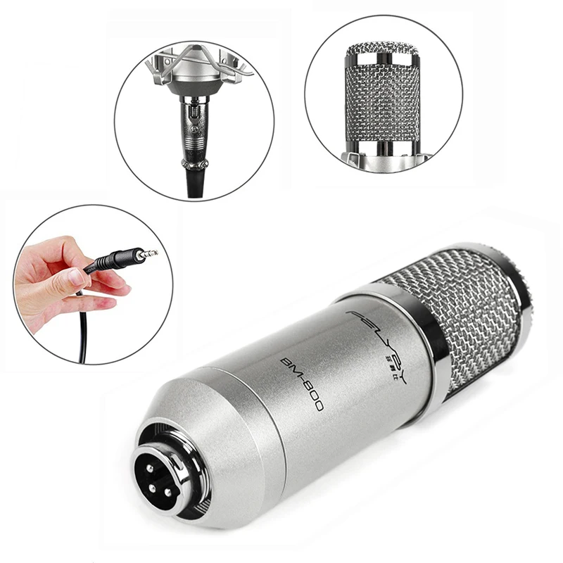 FELYBY new live sound card webcam professional bm 800 condenser microphone for computer and studio recording | Электроника