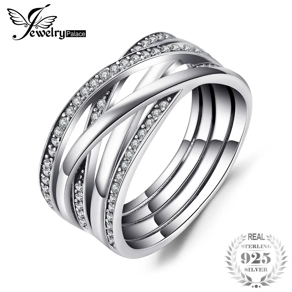 Jewelrypalace 925 пробы Серебряные кольца Cosmic линии заявление кольцо обручальное