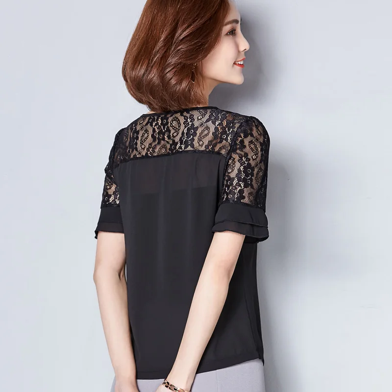 Женщины Блузка Мода 2017 Лето Шифон Плюс Размер Коротким Рукавом Повседневная