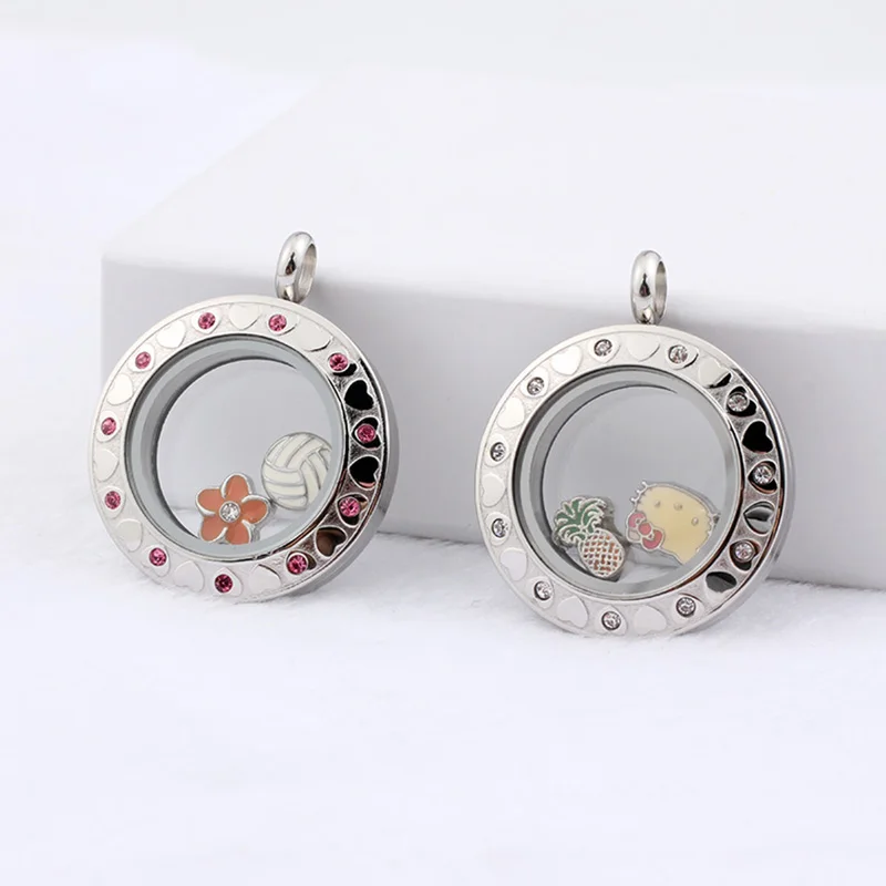 URSJEWELRY плавающая подвеска, медальон 28 мм Твист открытый 316L нержавеющая сталь Стекло Медальоны живой памяти ожерелье