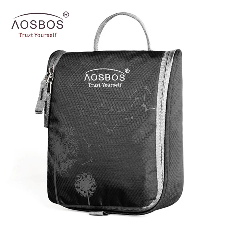 black Aosbos Водонепроницаемая Нейлоновая Сумочка для макияжа для женщин и мужчин, модный дорожный органайзер, косметичка, портативная косметичка, neceser mujer - Цвет: black