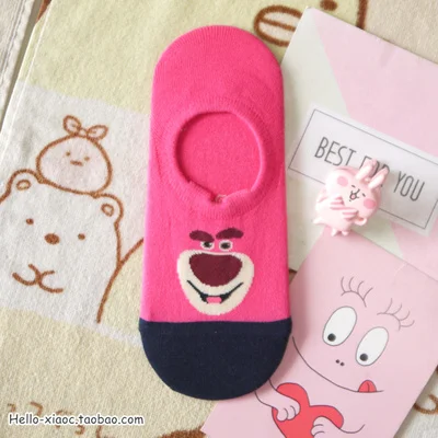 bear 1 пара ЦУМ Минни, Ститч свинка Дональд хлопковые носки для девочек Мультяшные носки плюшевая игрушка-животное женские носки Весна Лето Носки-башмачки - Цвет: bear