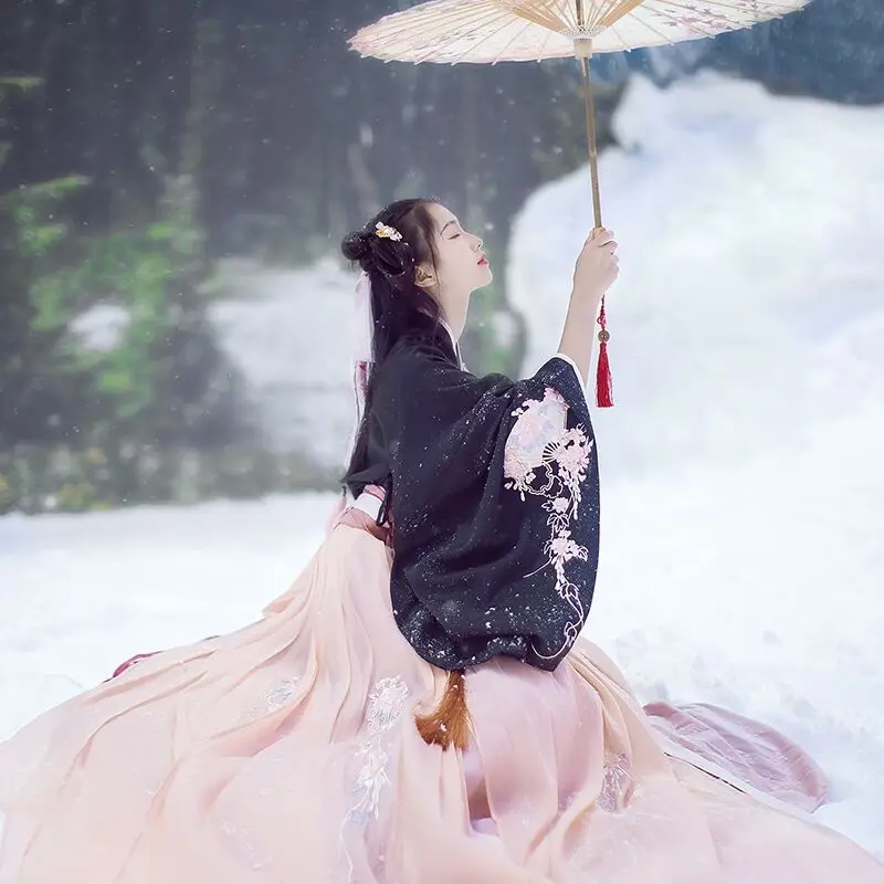 Новый женский костюм Hanfu Женский на весну и лето с вышивкой нагрудная юбка феи