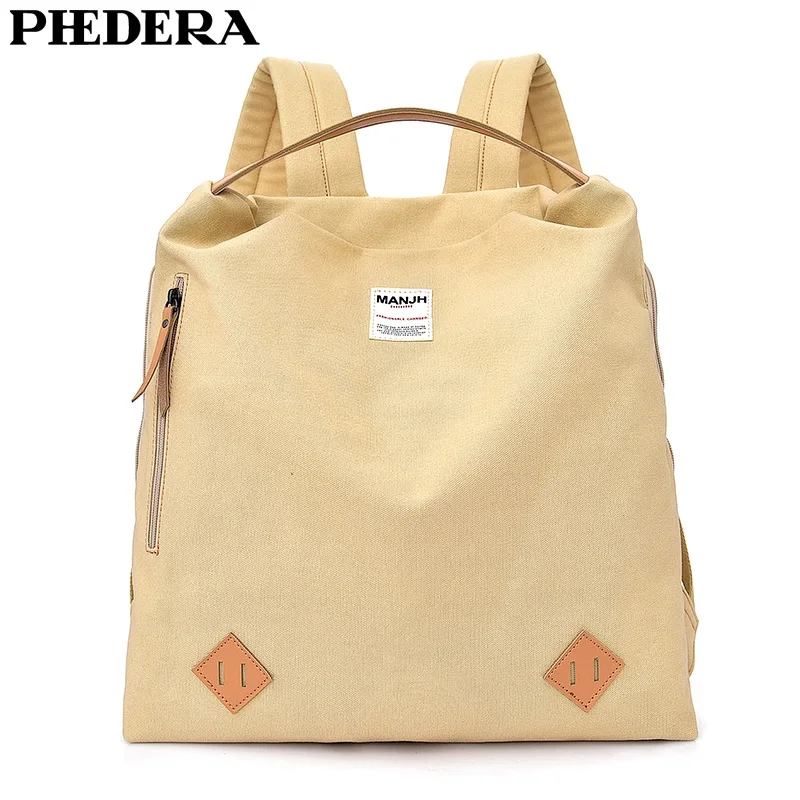 PHEDERA Модный женский рюкзак высокое качество Холщовый на плечо бежевый розовый