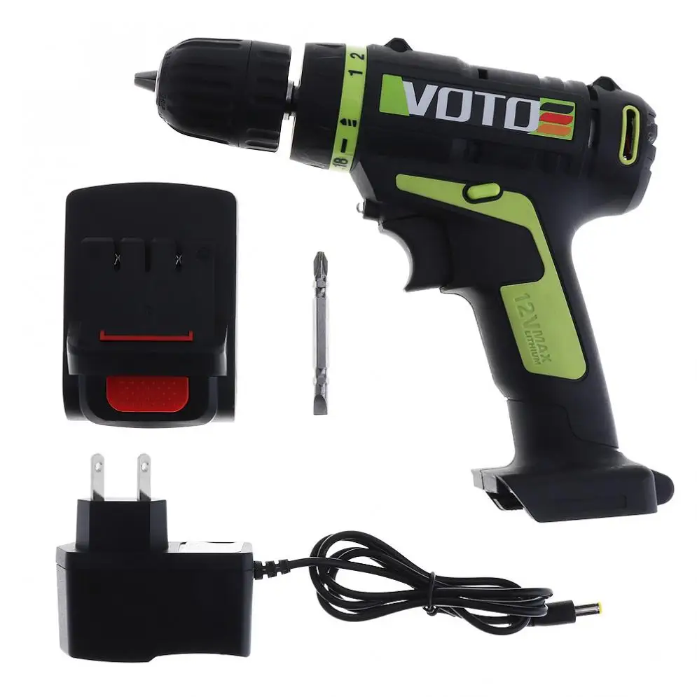 VOTO AC 100 240V аккумуляторная литиевая батарея 12V электрическая отвертка с поворотным