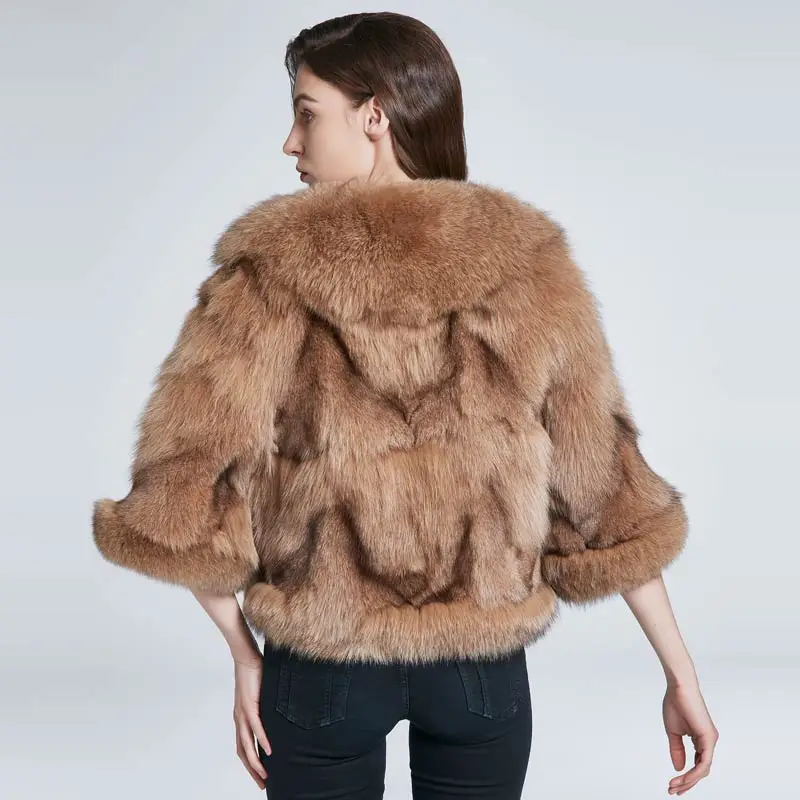 Fox fur vest natural leather grass jacket female autumn and winter coat real fur coat fox tail fur collar fashion design warm enlarge