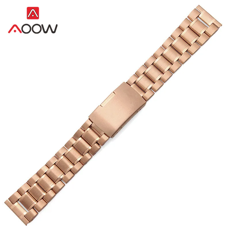 Flat Rose gold Ремешок из нержавеющей стали 18 мм, 20 мм, 22 мм, 24 мм, бесшовная Пряжка для сварки, ремешок для часов из розового золота, браслет, Аксессуары для часов - Цвет ремешка: Flat Rose gold