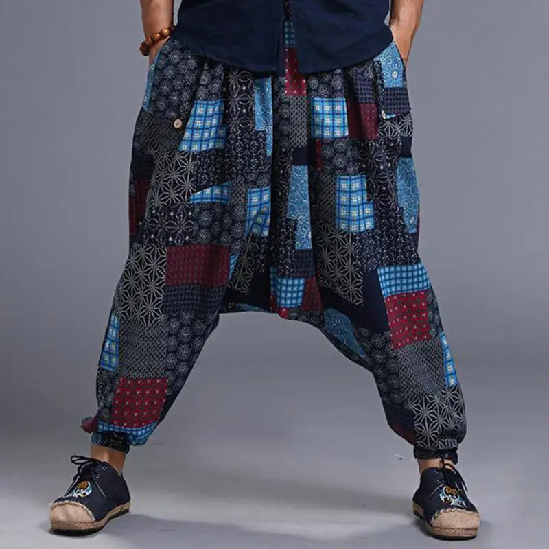 Ethnic Dance Casual Pants Loose Harem Pant Men Women Trousers Long Pants Cotton Linen Pants Hombre Sweatpants Unisex Trousers - Цвет: Wine Red