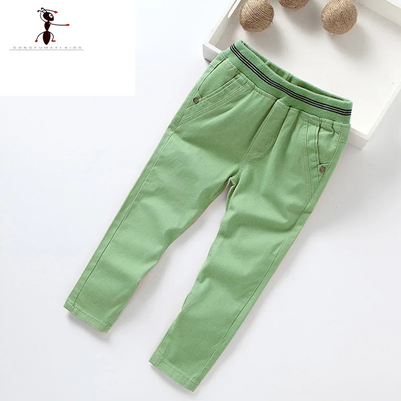 Темно синие хаки Однотонные эластичные штаны для мальчиков с эластичным поясом