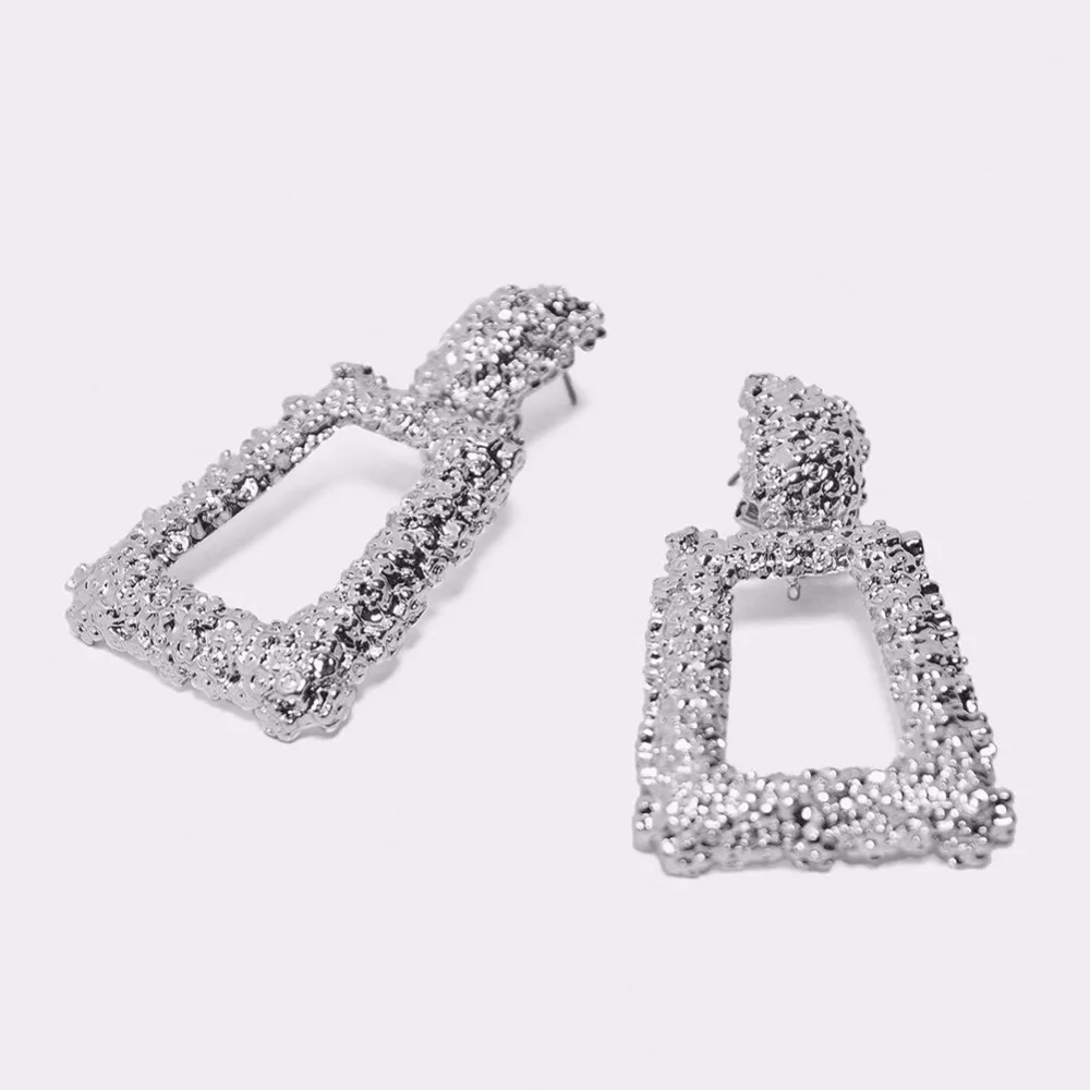 Flatfoosie ZA Boho Золотые Большие серьги висюльки для женщин хрустальные бусины Винтаж геометрическое сердце панк массивные серьги-капли ювелирные изделия
