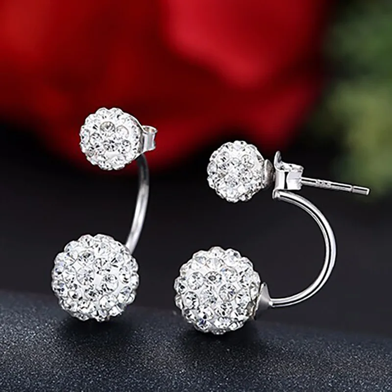 Новое поступление, женские серьги из стерлингового серебра 925 пробы, Модный Блестящий кристалл Шамбала, серьги-гвоздики для женщин, ювелирные изделия, подарок на день рождения