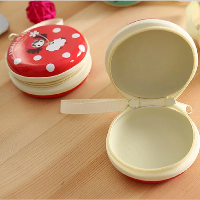 (5 шт./лот) креативный женский кошелек круглой формы из льна и олова с мультяшным