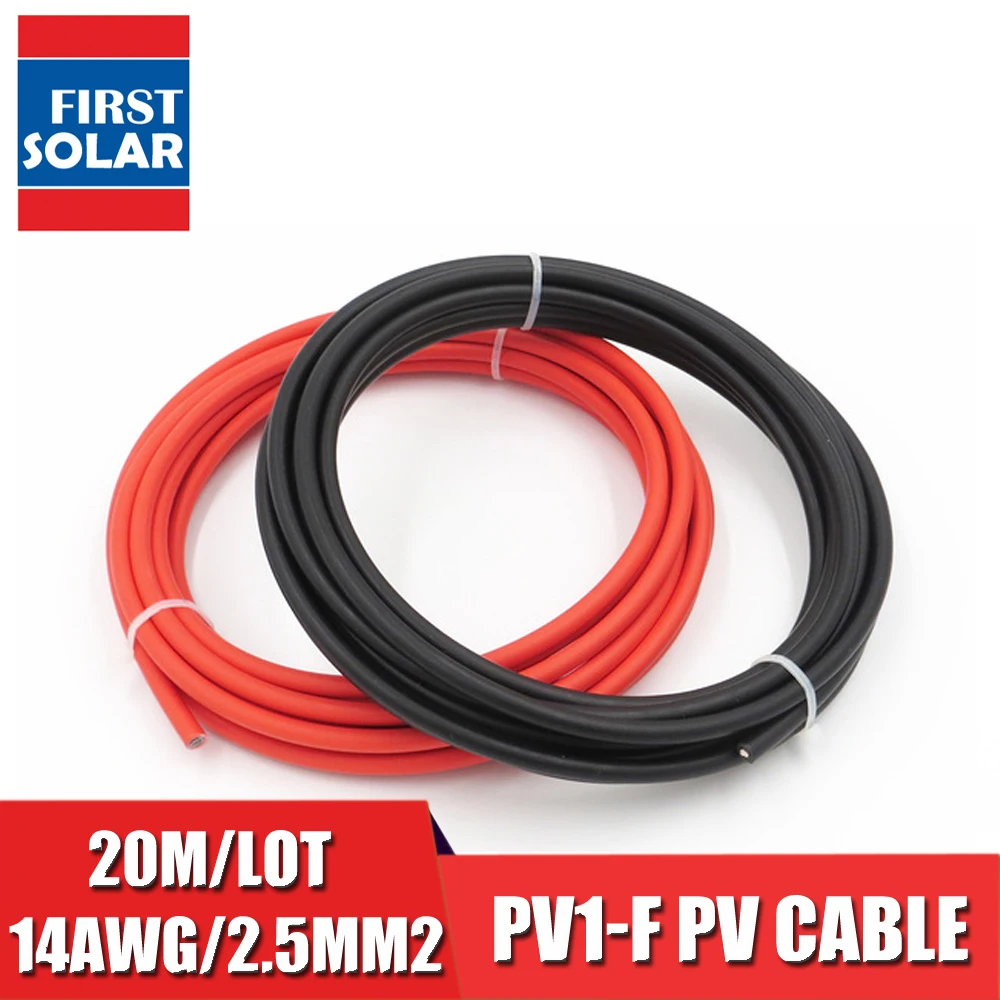 20 м/лот PV1 F 2.5мм2 PV Соединительный кабель для солнечных батарей 14AWG черный или