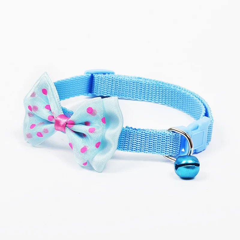 Adjustable Polyester Dog Collars Pet With Bowknot Bells Charm Necklace Collar For Little Dogs Cat Supplies | Дом и сад