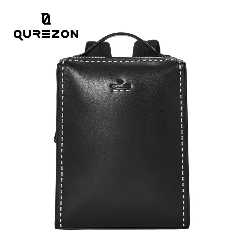 Fashion Solid Black Mochila Men Genuine Leather Backpacks For Business Man Bags Men's Casual Backpack & Travel Top Quality | Багаж и